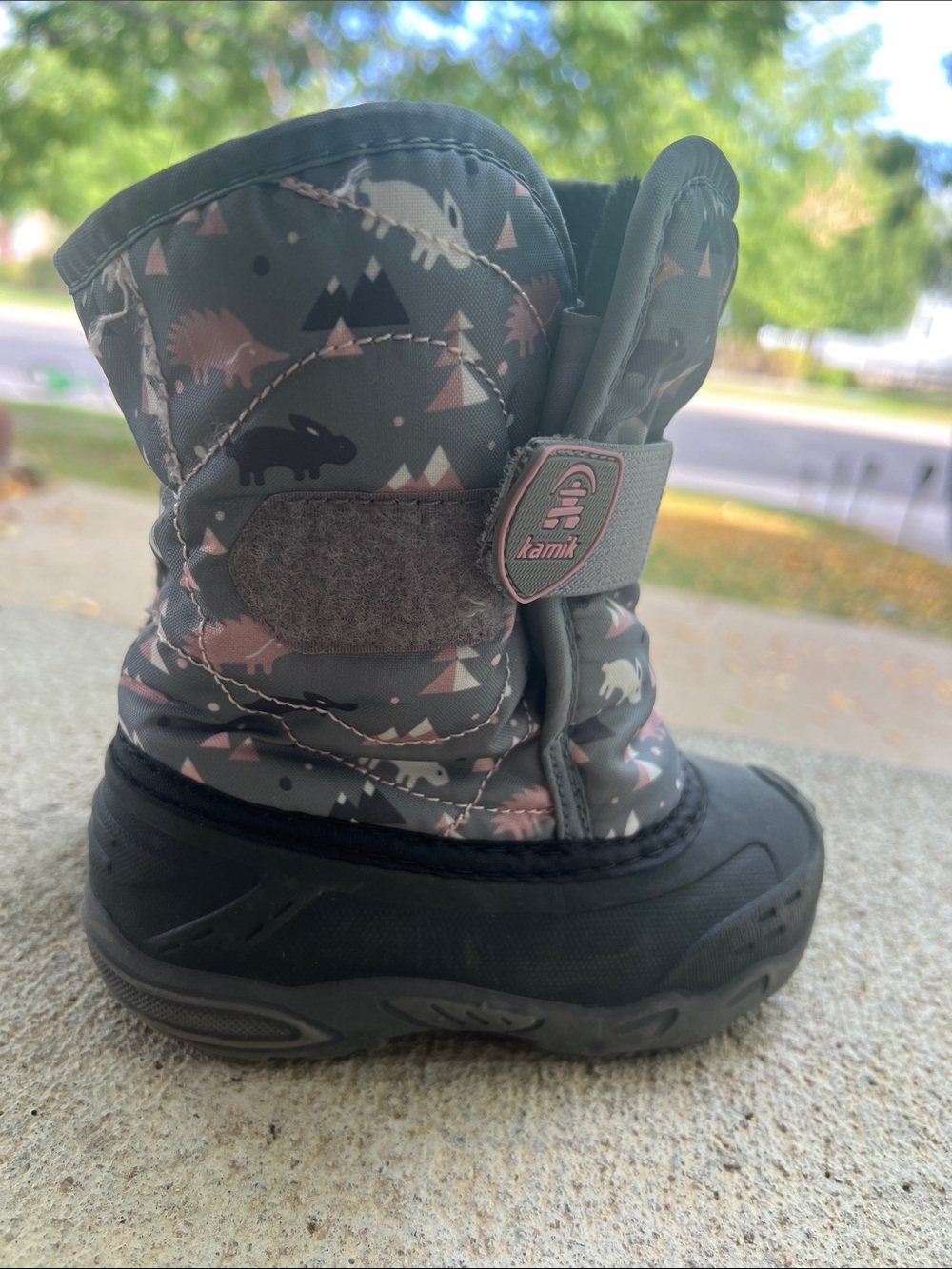 Kamik Kids Gray and Pink Insulated Rain & Snow Boot